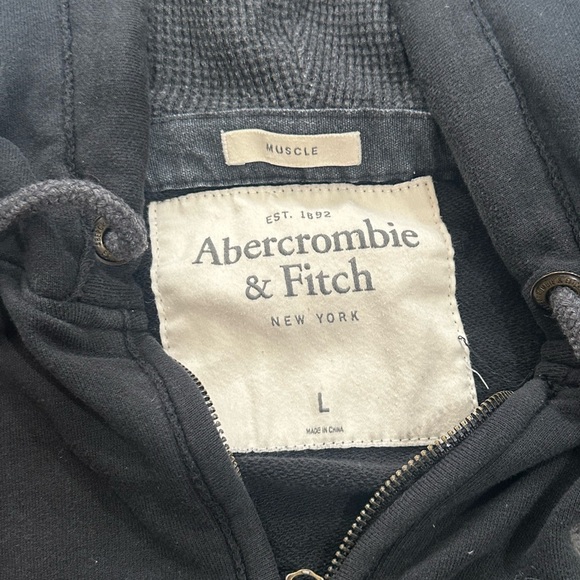 Abercrombie & Fitch Muscle Moose Zip Up Hoode Black Men’s Size L - Picture 2 of 3